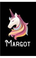 Margot: Journal (Diary, Notebook) Personalized Custom Name Unicorn Birthday Gift for Girls and Women