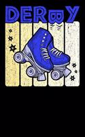 Roller Derby Notebook: Cool & Funky Roller Girl Derby Notebook - Deep Sea Blue & Pale Yellow