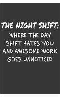 The Night Shift Where The Day Shift Hates You And Awesome Work Goes Unnoticed Notebook: Lined Journal, 120 Pages, 6 x 9, Affordable Gift Journal Matte Finish