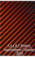 5.5 x 8.5 Weekly Appointment Calendar 2020: 12 Monthly Planner Organiser (Red Stripe Theme)