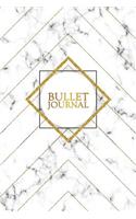 Bullet Journal: Marble + Gold Bullet Journal - 120-Page 1/4 Inch Dot Grid Notebook - 6 X 9 Marble & Gold Perfect Bound Softcover