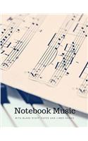 Notebook Music with Blank Staff Paper and Lined Pages: Music Journal Songwriting Notebook Suitable for Violin and Piano Scores