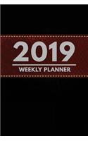 2019 Weekly Planner: Weekly Monthly Planner Calendar Appointment Book for 2019 6" X 9" - Black Red Fake Vegan Leather Cruelty-Free Edition