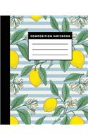 Composition Notebook: Vintage Lemon 8x10 Composition Notebook - Easy to Study