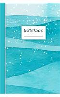 Notebook: Lined Notebook - 120 pages - Teal and Waves Watercolor Design - Matte Cover - 6 x 9 Inches