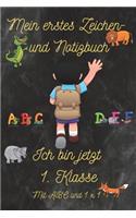 Mein erstes Zeichen- und Notizbuch - Ich bin jetzt 1. Klasse - mit ABC + 1x1: Schulheft / Notizheft / Skizzenheft (DIN A5) für Erste Klasse mit ABC + 1x1, 120 Seiten mit Punkt-Raster, unliniert, Seiten nummeriert. Perfekt für 