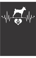 Basenji Notebook: Basenji Dog Heartbeat ECG Love Paw Heart 6x9 Dot Grid Dotted 120 Pages for School College
