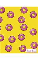 Donut-Book: yellow background pink donut print