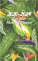 2020-2024 Five Year Monthly Planner Tropical Leaves 5x8