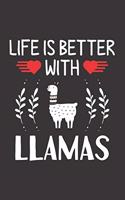 Life Is Better With Llamas: Llamas Lovers Funny Gifts Dot Grid Journal Notebook 6x9 120 Pages