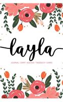 Layla: Journal - Diary - Agenda - Tagebuch - Diario: 150 pages paginas seiten pagine: Modern Florals First Name Notebook in Coral, Pink & Orange on White A