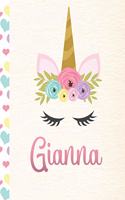 Gianna: Personalized Unicorn Journal For Girls - 8.5x11 110 Pages Notebook/Diary With Pink Name