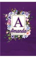 A - Amanda: Monogram initial A Amanda notebook / Journal: Personalized Name Letter gifts for girls, women & men: School gifts for kids & teachers (blank lined r