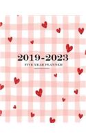 2019-2023 Hearts and Stripes Five Year Planner: 60 Months Planner and Calendar, Monthly Calendar Planner, Agenda Planner and Schedule Organizer, Journal Planner and Logbook, Appointment Notebook, 