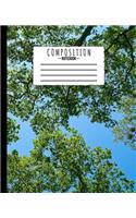 Composition Notebook: Spring Sun Trees Sky Photo 7.5 x 9.25 in - 110 Pages - Wide Ruled - Black Lined Paper Journal - For Back to School, Classwork, Homework, Journal Ent