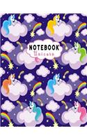Notebook Unicorn: Composition Note Book -Large Book College Ruled Line Paper 8.5"x11" for for School / Work / Journaling