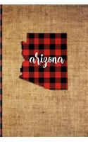 Arizona: 6 X 9 108 Pages: Buffalo Plaid Arizona State Silhouette Hand Lettering Cursive Script Design on Soft Matte Cover Notebook, Diary, Composition Book f