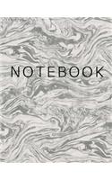 Notebook: Gray and White Marble Unlined Notebook - Large (8.5 x 11 inches) - 100 pages, Smooth Matte Cover