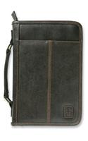 Aviator Bible Cover for Men, Zippered, with Handle, Leather Look, Brown, Large