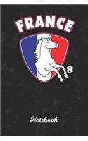 Notebook: France Unicorn Wide Ruled Lined Paper Notepad - French Soccer Ball Black Marble Cover - For Assignments, Take Class Notes, Homework, Study & be Orga