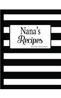 Nana's Recipes Black Stripe Blank Cookbook