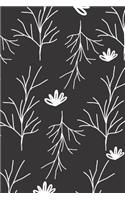 Notes: Circle the Date Journal with Ruled Pages for Work or School Black with White Flower and Leaf Sketch