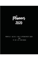 Planner 2020 Monthly, Weekly, Daily Appointment Book and To Do List Notebook
