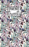 2020: Diary Planner Journal - WO2P Week on 2 Pages Horizontal Layout - Vintage Watercolour and Ink Leaves and Berries Pattern