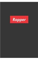 Rapper Notebook: Lined Journal, 120 Pages, 6 x 9, Affordable Red Box Logo Style Gift Journal Matte Finish