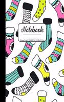Notebook College Ruled 7.5 x 9.25 in / 19.05 x 23.5 cm: Composition Book, Funny Colorful Socks Cover, C782