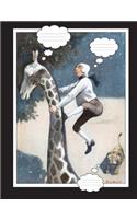 Man Running from Lion up Giraffe Composition Book