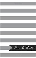 Notes & Stuff Lined Notebook With French Grey Striped Pattern Cover