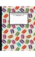 Unruled Composition Notebook: Unruled Composition Notebook 8" x 10". 120 Pages. Beautiful Macaron Macaroon Stylized Repeatition Background Pattern.