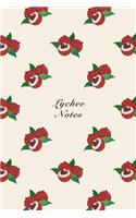 Lychee Notes: 6"x9" Unruled Blank Notebook Watercolor Texture Design Tropical Organic Fruit Pattern Cover. Matte Softcover Note Book Journal