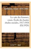 vote des femmes, cours. École des hautes études sociales, 1917-1918