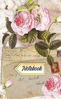 Notebook: Blank Lined Notebook Journal - Vintage Pink Roses Ephemera Collage Design Cover