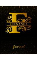 Fernanda Journal: Letter F Personalized First Name Personal Writing Diary Black Gold Glittery Space Effect Cover Daily Diaries for Journalists & Writers Note Taking W