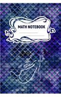 Math Notebook: A 6x9 Inch Matte Softcover Paperback Notebook Journal With 120 Blank Lined Pages - Cursive Paper-Purple Mermaids Tails