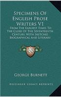 Specimens of English Prose Writers V1