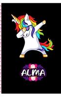 Alma - Dabbing Unicorn personalized named Notebook