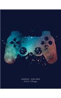 Notebook: Video Game Retro Game Controller School Gift 8.5x11 Wide Ruled(4 Video Game Players)