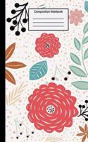 Composition Notebook: College Ruled - 8.5 x 11 Inches - 100 Pages - Retro Floral Design