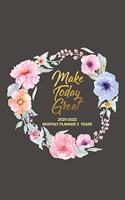 Monthly Planner 3 Years: January - December 2020-2022 - Monthly View - Calendar Views Floral Cover - Monday start