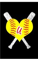 U Monogram Initial Softball Journal
