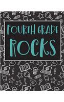 Fourth Grade Rocks: Wide Ruled Notebook for Teachers and Students - 100 pages 8x10(5 Teal My Grade Rocks Wide Rule)