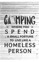 Camping Spend Small Fortune Live Like Homeless Person Funny Journal