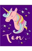 Magical Unicorn 10th Birthday Lined Notebook