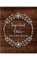 Important Dates Record Book
