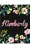 Kimberly: Personalised Name Notebook/Journal Gift For Women & Girls 100 Pages (Black Floral Design)