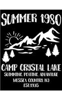 Summer 1980 camp crystal lake suimming, poating, advanture wessex country, nj est.1935